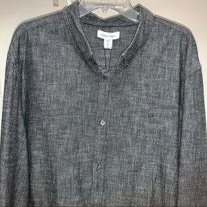 Mens Calvin Klein Shirt Long Sleeve Button Up Classic Fit Heather Gray XXL